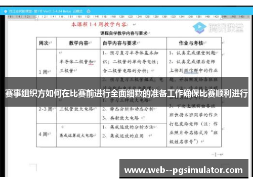 赛事组织方如何在比赛前进行全面细致的准备工作确保比赛顺利进行